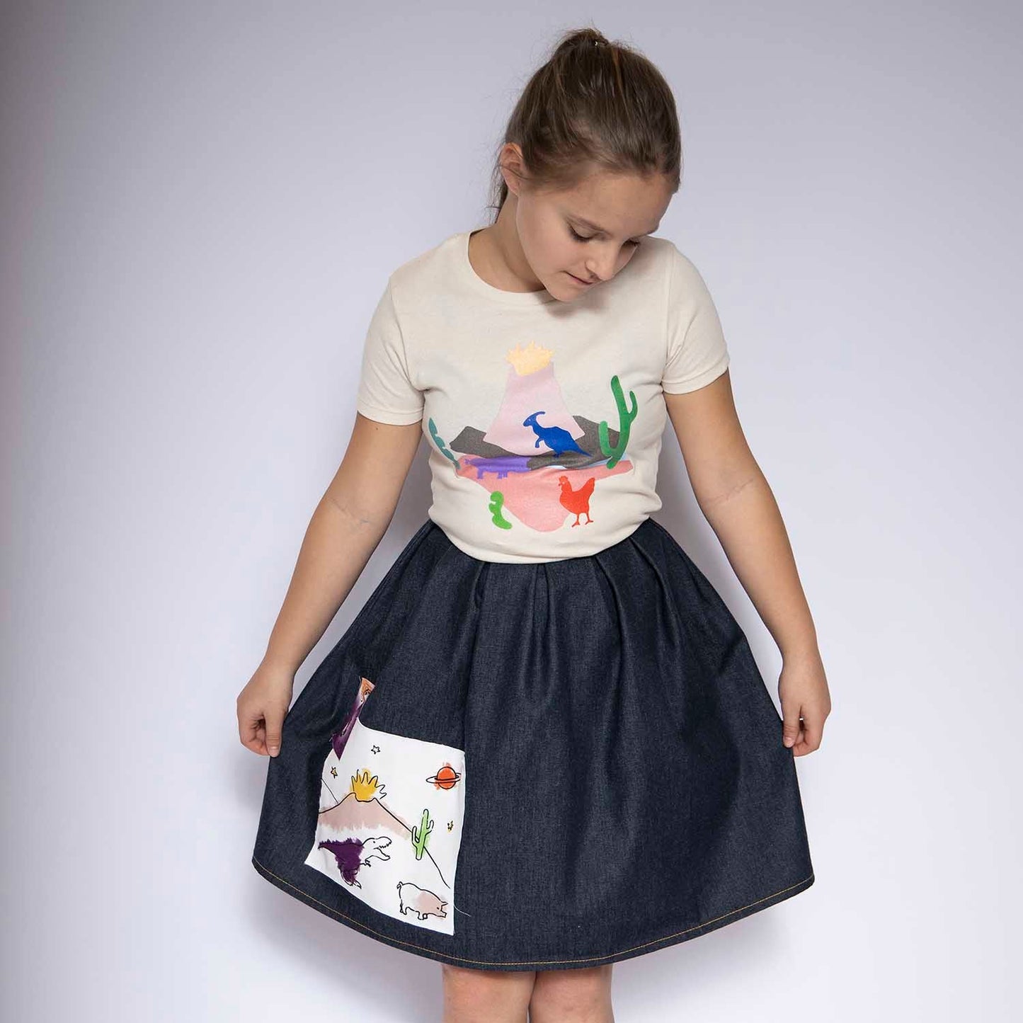 Volcano, Dino and Chick T Shirt