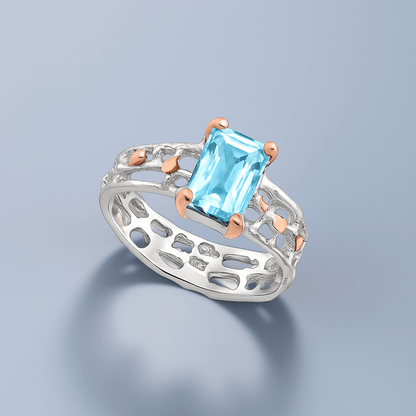 Ring Imperial - Sterling Silver Sky Blue Topaz Luxury Ring