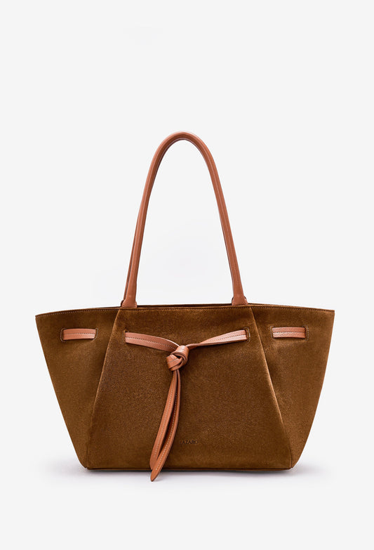 Warmi Large Carryall Leather Bag - Tan Suede